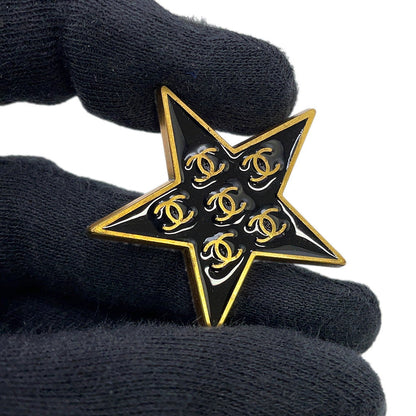 CHANEL Brooch Star CC Logo Gold Plated Resin