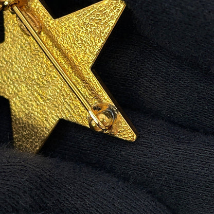CHANEL Brooch Star CC Logo Gold Plated Resin