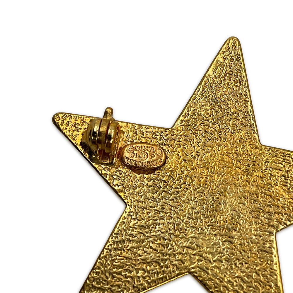 CHANEL Brooch Star CC Logo Gold Plated Resin