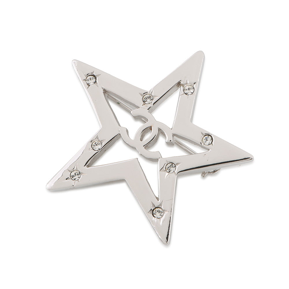 CHANEL Brooch Star Rhinestone Metal Rhinestone