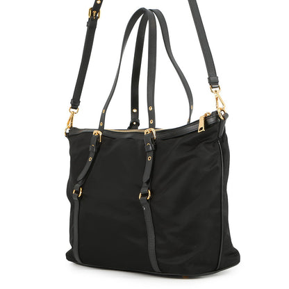 PRADA Saffiano Leather Tessuto 2-Way Shoulder Bag BlackBR4253 Nylon Leather