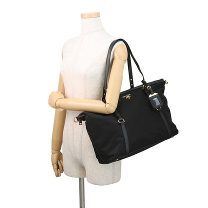 PRADA Saffiano Leather Tessuto 2-Way Shoulder Bag BlackBR4253 Nylon Leather