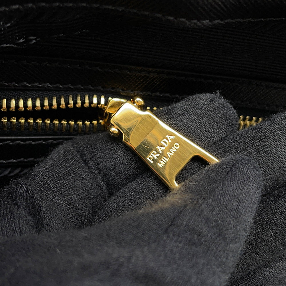 PRADA Saffiano Leather Tessuto 2-Way Shoulder Bag BlackBR4253 Nylon Leather