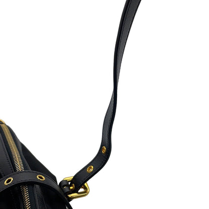 PRADA Saffiano Leather Tessuto 2-Way Shoulder Bag BlackBR4253 Nylon Leather