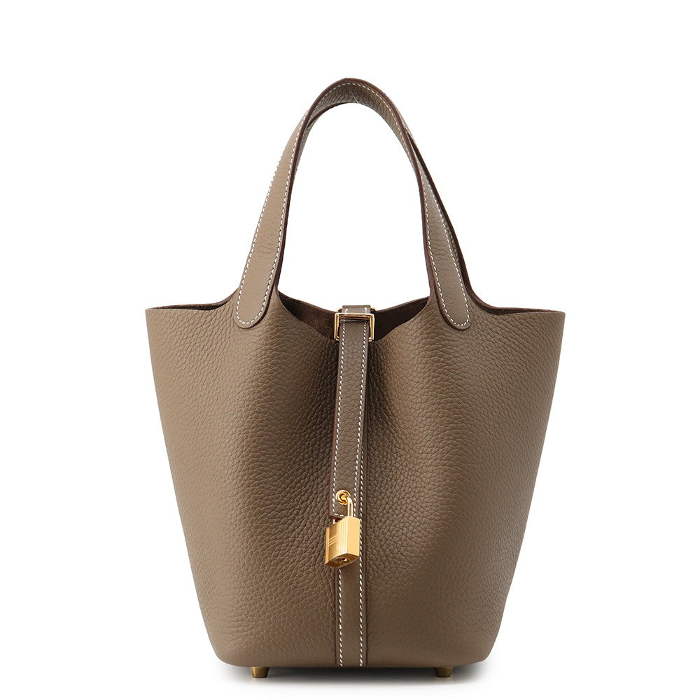 HERMES Picotin Lock Etoupe Taurillon Clemence Size PM