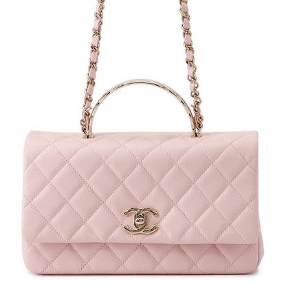 CHANEL Matelasse Top Handle Shoulder Bag PinkAS5554 Caviar Leather Size 23
