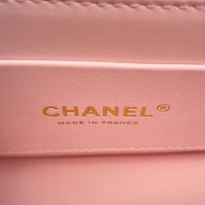 CHANEL Matelasse Top Handle Shoulder Bag PinkAS5554 Caviar Leather Size 23