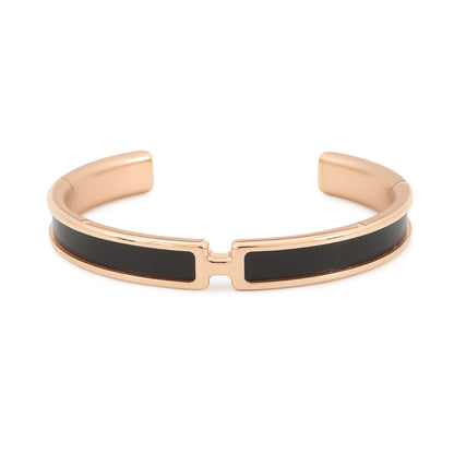 HERMES Olymp Bracelet Size T2 Black Box Calf Leather Metal