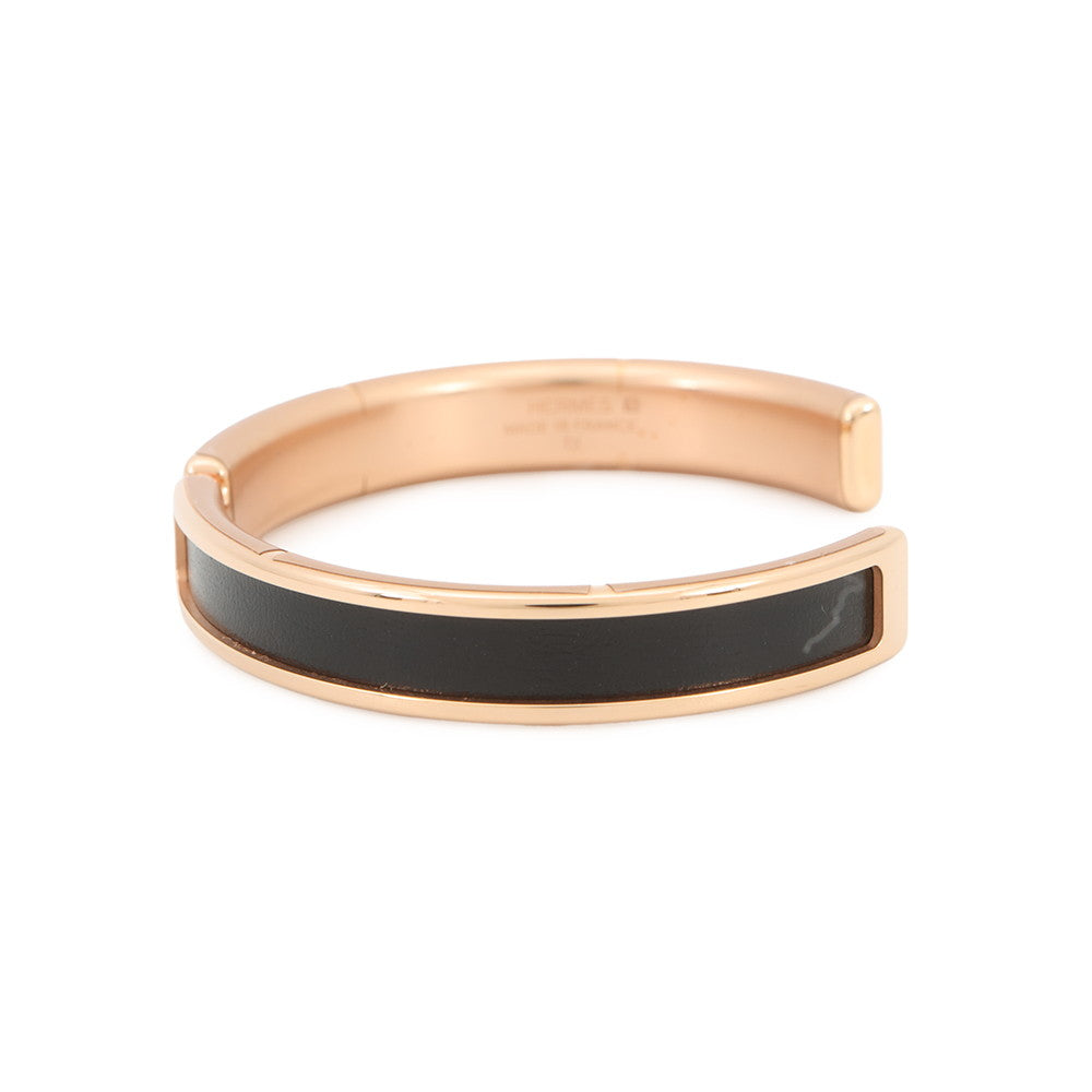 HERMES Olymp Bracelet Size T2 Black Box Calf Leather Metal