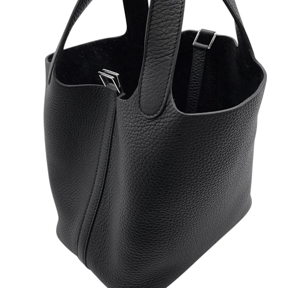 HERMES Picotin Lock Black Taurillon Clemence Size PM