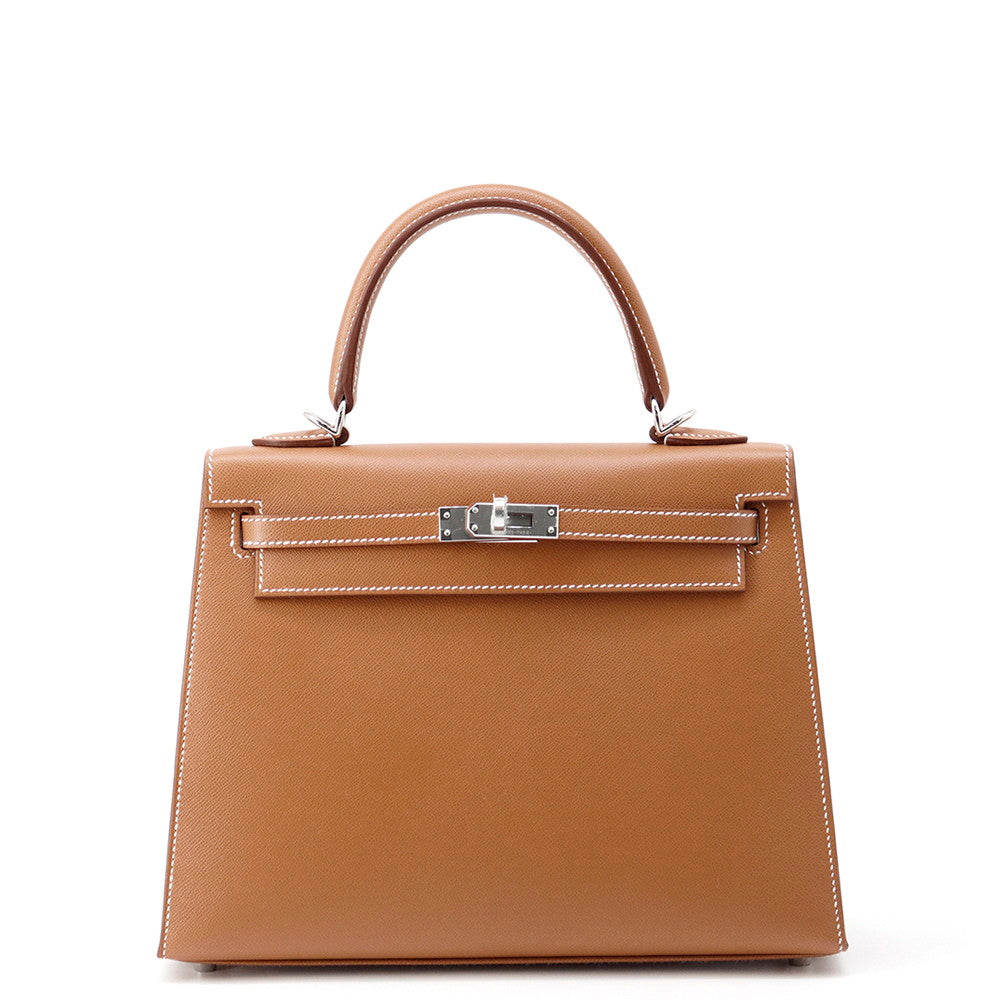 HERMES Kelly Sellier Gold Veau Madame Size 25