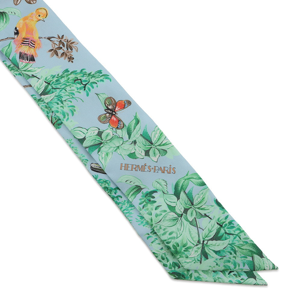 HERMES Twilly Equator Blue Ciel / Green / Orange Silk100%