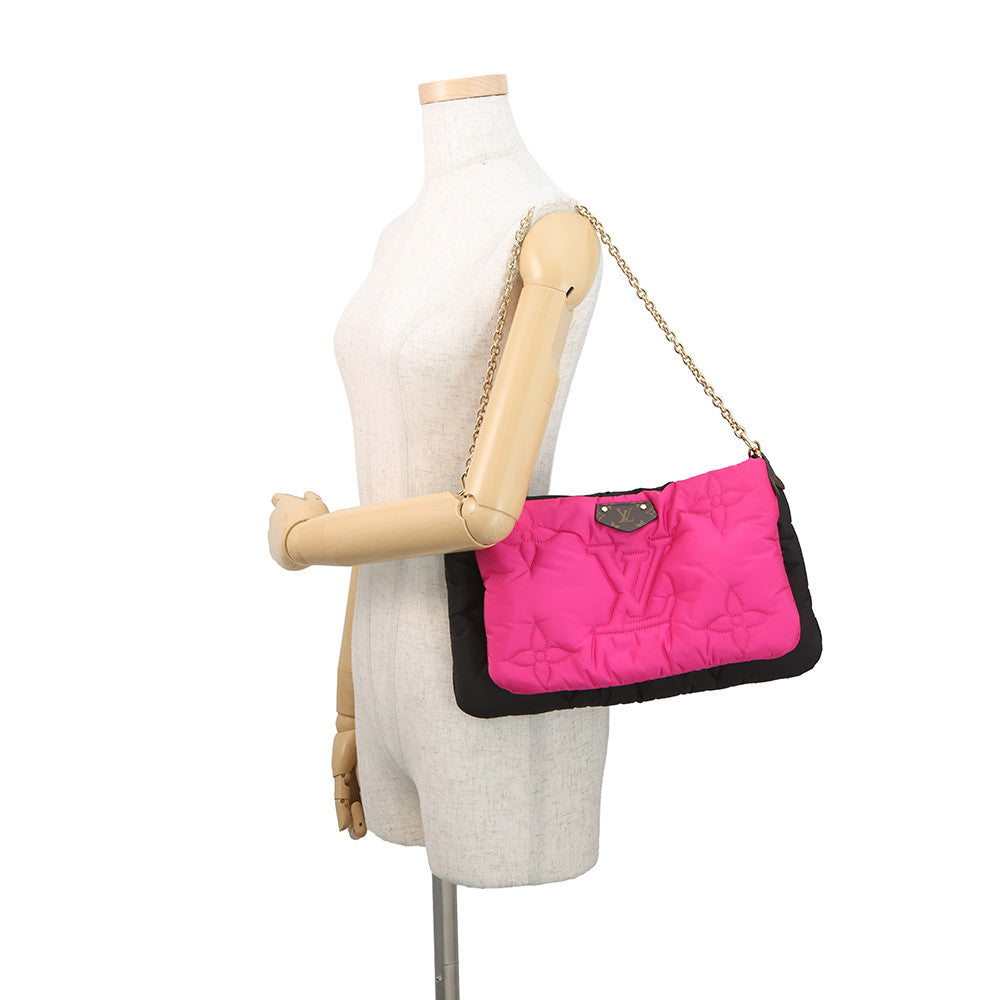 LOUIS VUITTON Maxi Multi-Pochette Accessoires Noir/FuchsiaM58980 Recycled Nylon Monogram