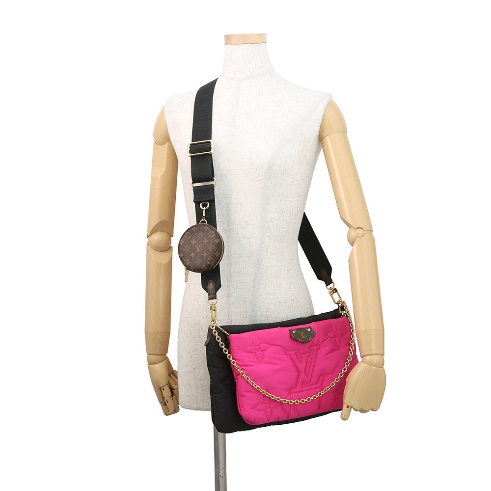 LOUIS VUITTON Maxi Multi-Pochette Accessoires Noir/FuchsiaM58980 Recycled Nylon Monogram