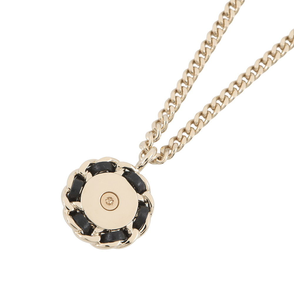 CHANEL CC Logo NecklaceABG558-B22262-U4305 Gold Plated Leather Rhinestone Faux Pearl
