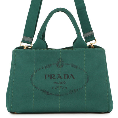 PRADA Canapa 2WAY Tote Bag GreenBN2642 Canvas