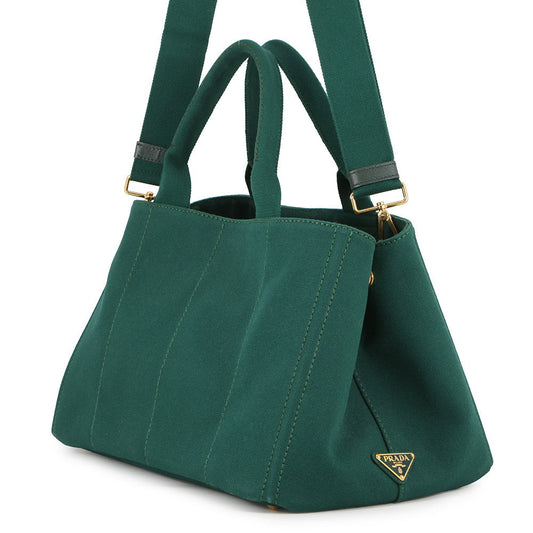 PRADA Canapa 2WAY Tote Bag GreenBN2642 Canvas