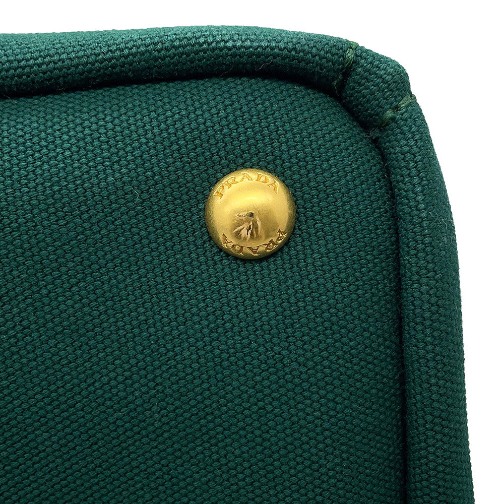 PRADA Canapa 2WAY Tote Bag GreenBN2642 Canvas