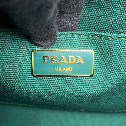 PRADA Canapa 2WAY Tote Bag GreenBN2642 Canvas