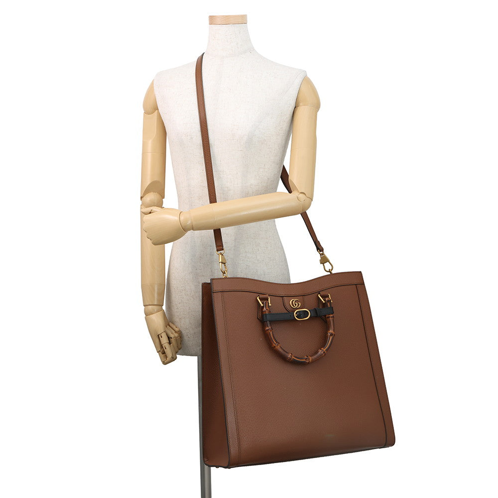 GUCCI Diana Bamboo Tote Bag Brown703218 Leather Size Large