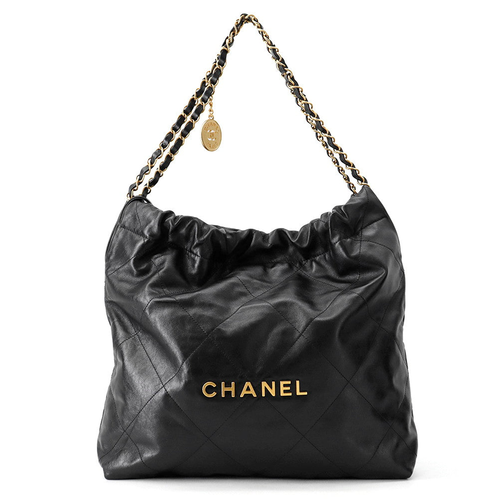 CHANEL Chanel22 Handbag BlackAS3261 Calf Leather Size Medium