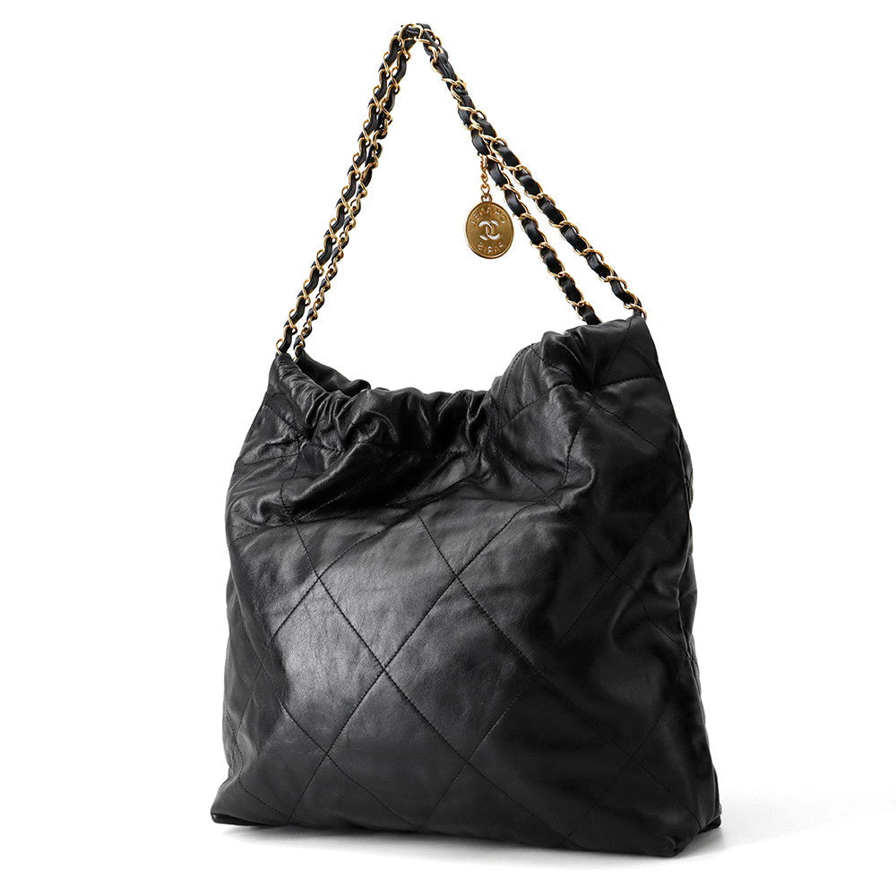 CHANEL Chanel22 Handbag BlackAS3261 Calf Leather Size Medium