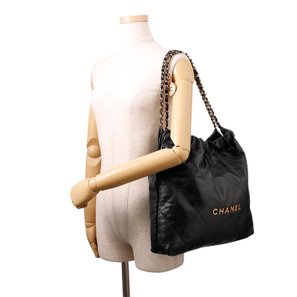 CHANEL Chanel22 Handbag BlackAS3261 Calf Leather Size Medium