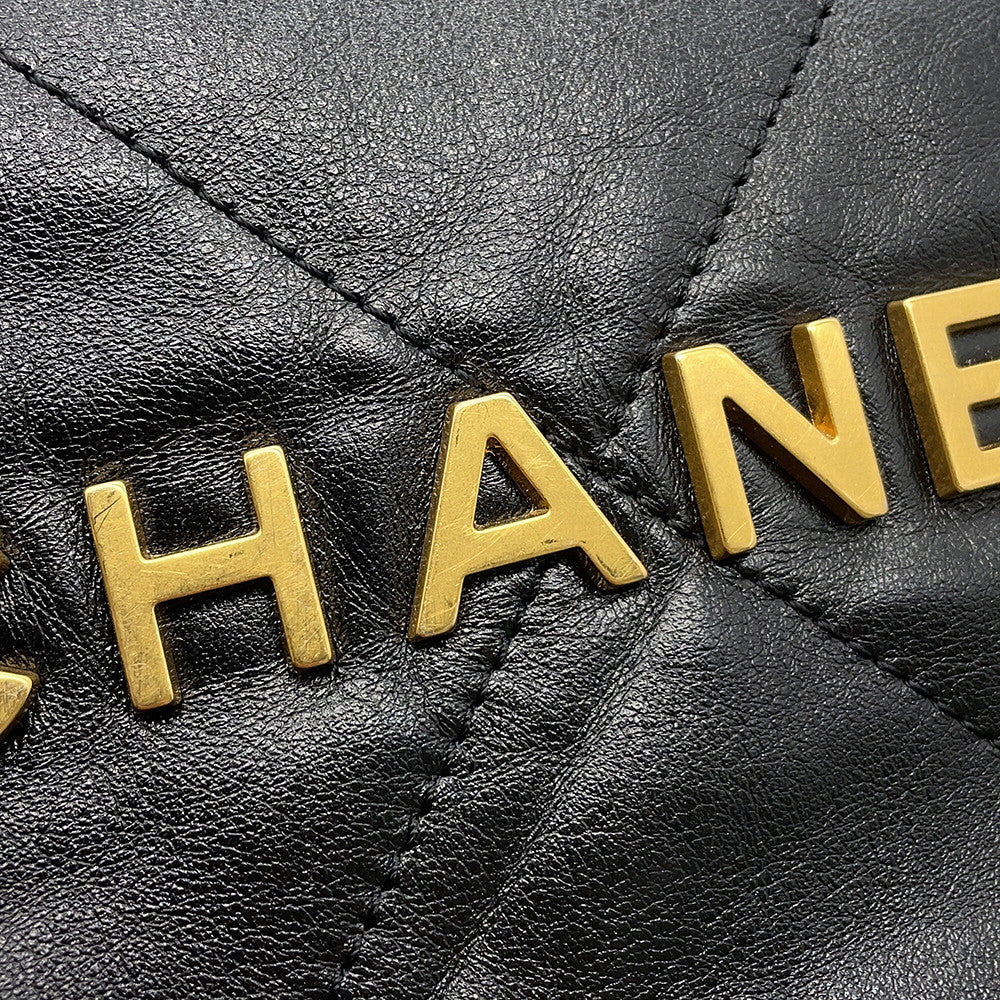 CHANEL Chanel22 Handbag BlackAS3261 Calf Leather Size Medium