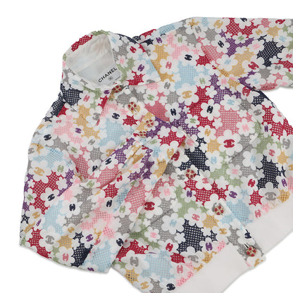 CHANEL 24P Blooming Raffia Patchwork Jacket Size 34 White/MulticolorP76667-V68570-NU931 Cotton82% Polyester18%
