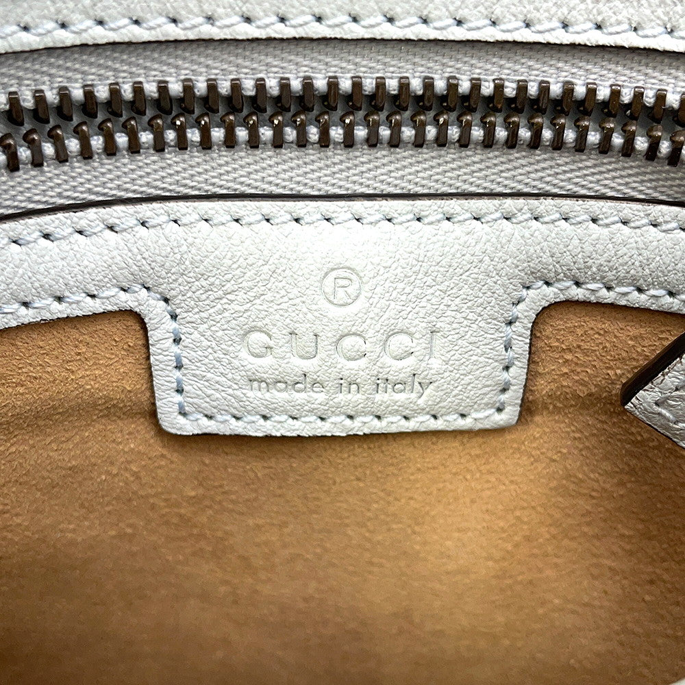 GUCCI Diana Shoulder Bag Light Blue746251 Leather Bamboo Size Small
