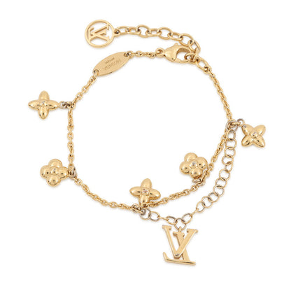 LOUIS VUITTON Bracelet・LV Flora Gram GoldM0940A Metal Faux Pearl