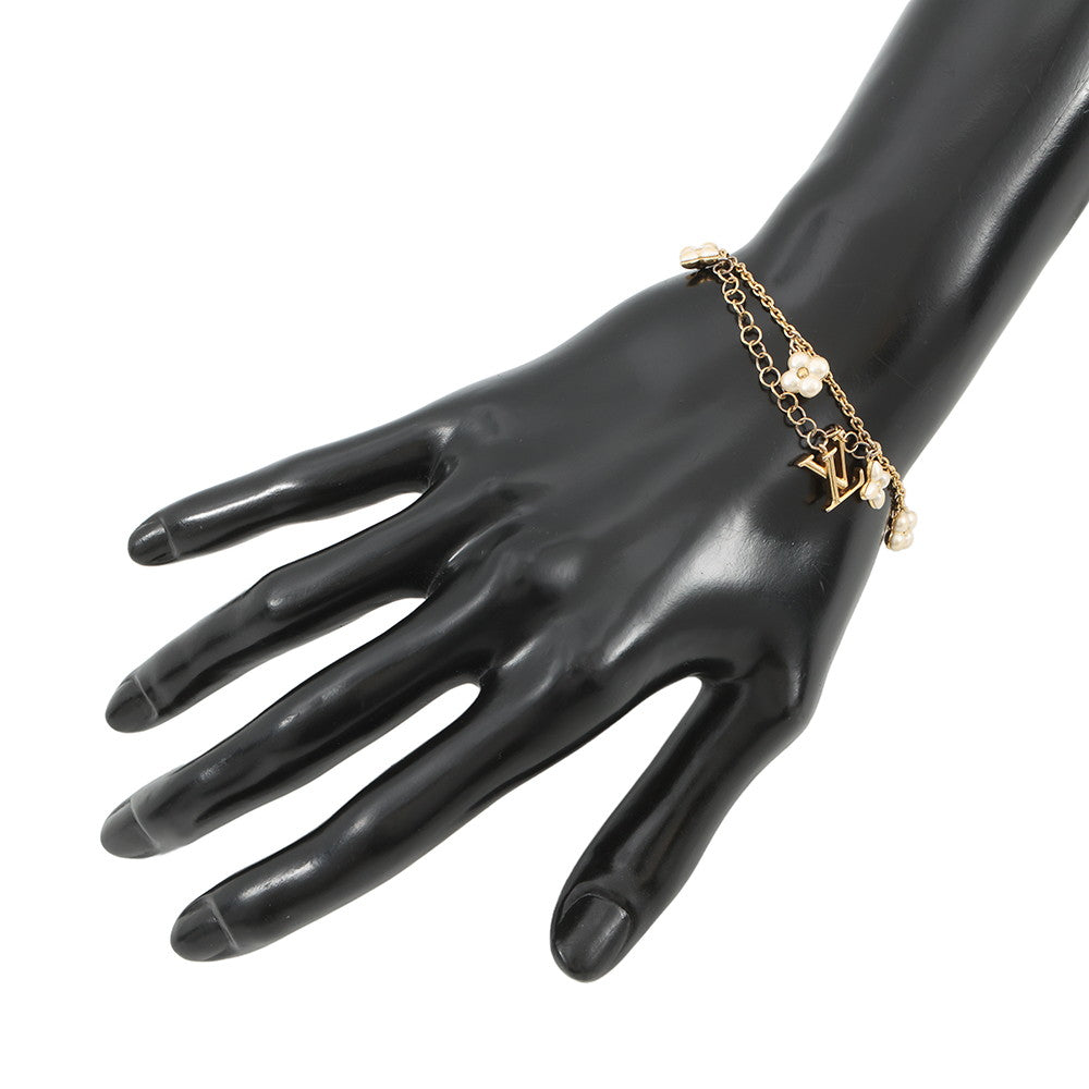LOUIS VUITTON Bracelet・LV Flora Gram GoldM0940A Metal Faux Pearl