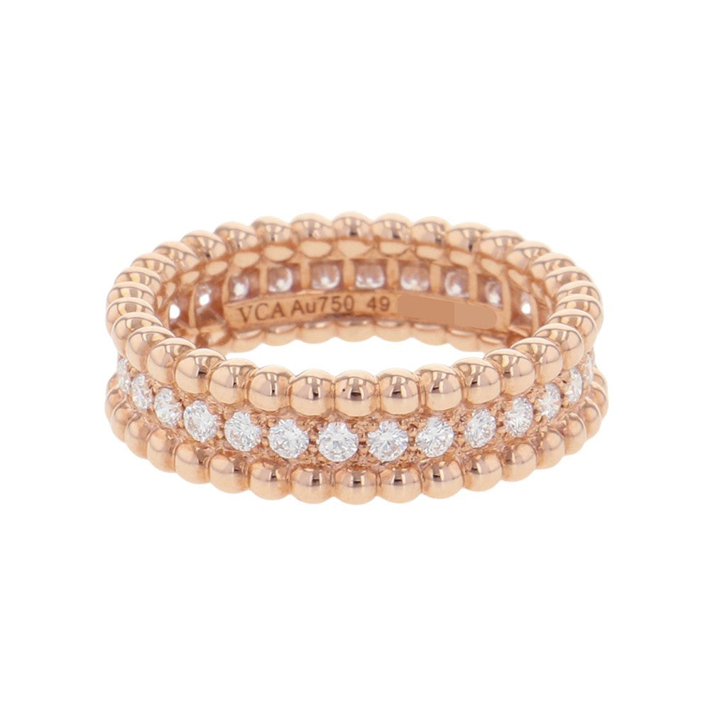 Van Cleef & Arpels Perlée Diamond Ring Single-Row Model Size 49/#9VCARPJMW00 18K Pink Gold
