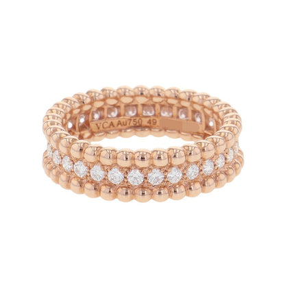 Van Cleef & Arpels Perlée Diamond Ring Single-Row Model Size 49/#9VCARPJMW00 18K Pink Gold