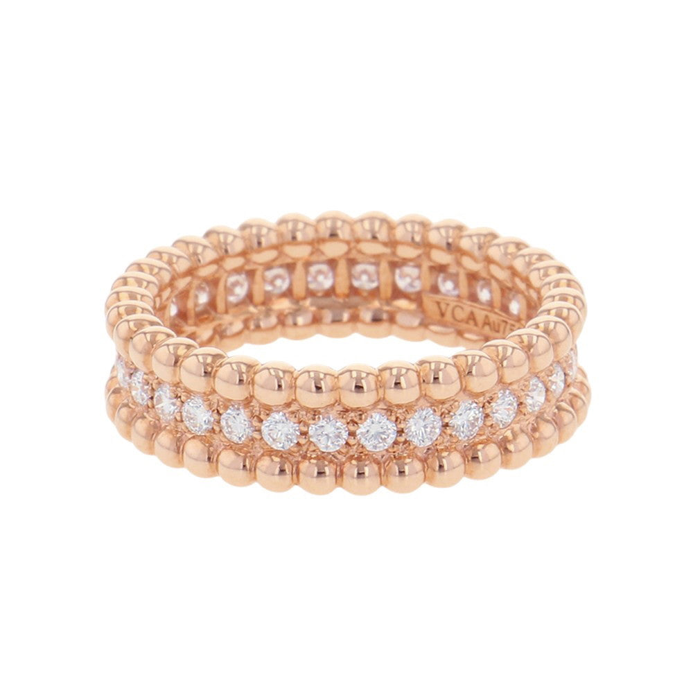 Van Cleef & Arpels Perlée Diamond Ring Single-Row Model Size 49/#9VCARPJMW00 18K Pink Gold