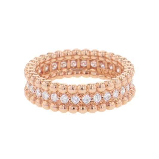 Van Cleef & Arpels Perlée Diamond Ring Single-Row Model Size 49/#9VCARPJMW00 18K Pink Gold