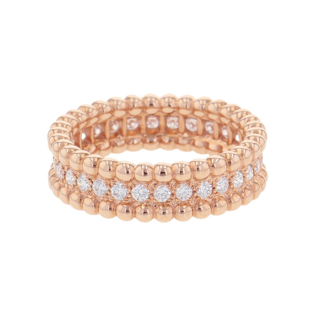Van Cleef & Arpels Perlée Diamond Ring Single-Row Model Size 49/#9VCARPJMW00 18K Pink Gold