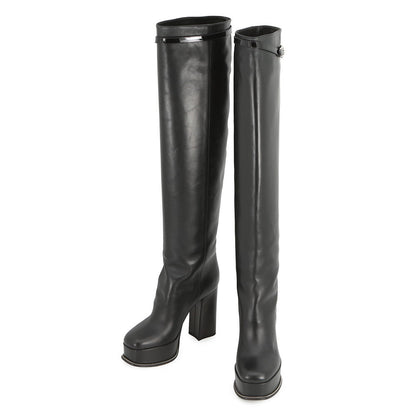 LOUIS VUITTON Westside Line Long Boots Noir Leather Size 36 1/2