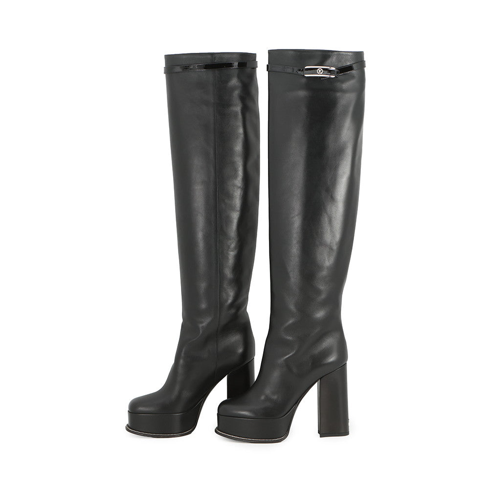 LOUIS VUITTON Westside Line Long Boots Noir Leather Size 36 1/2