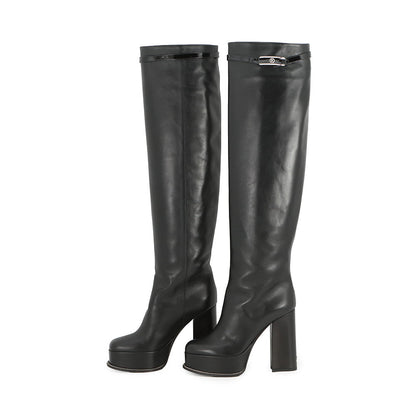 LOUIS VUITTON Westside Line Long Boots Noir Leather Size 36 1/2