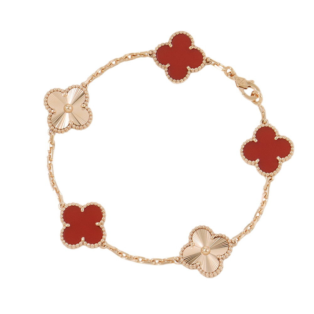 Van Cleef & Arpels Vintage Alhambra 5 Motif BraceletVCARP7RP00 18K Pink Gold