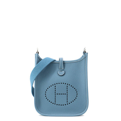 HERMES Evelyne Long New Blue Jean Taurillon Clemence Size TPM