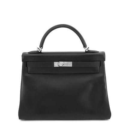 HERMES Kelly Retourne Black Chamonix Size 32