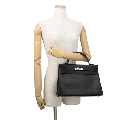 HERMES Kelly Retourne Black Chamonix Size 32