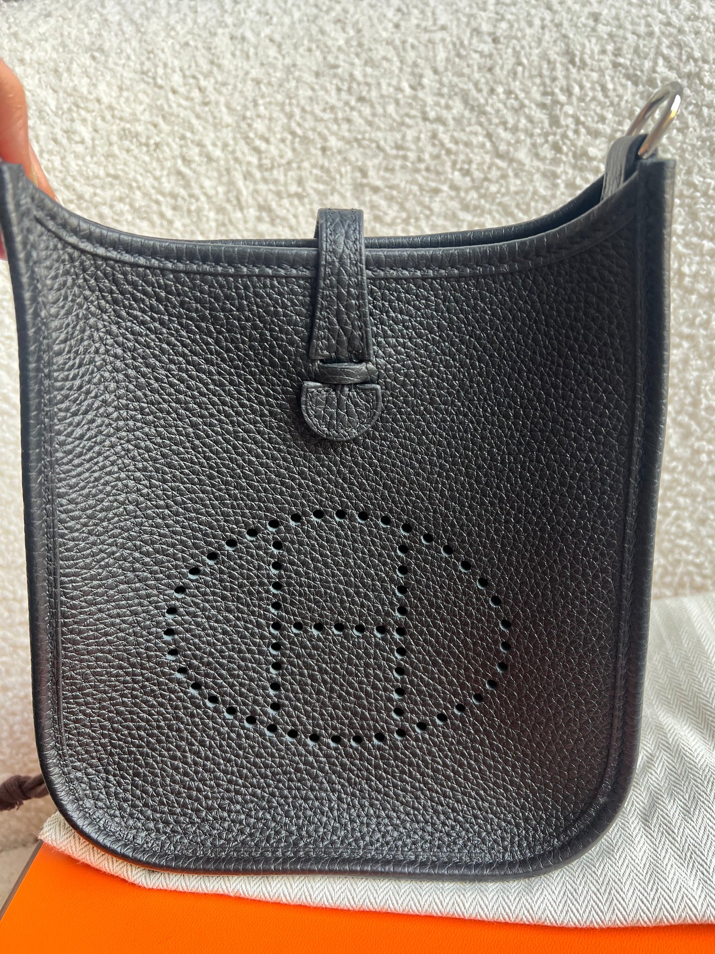 Hermes Evelyne TPM in Black Clemence Leather with Palladium Hardware