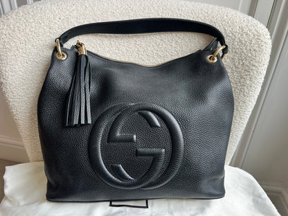 Gucci Soho Large Hobo in Black Pebbled Calfskin