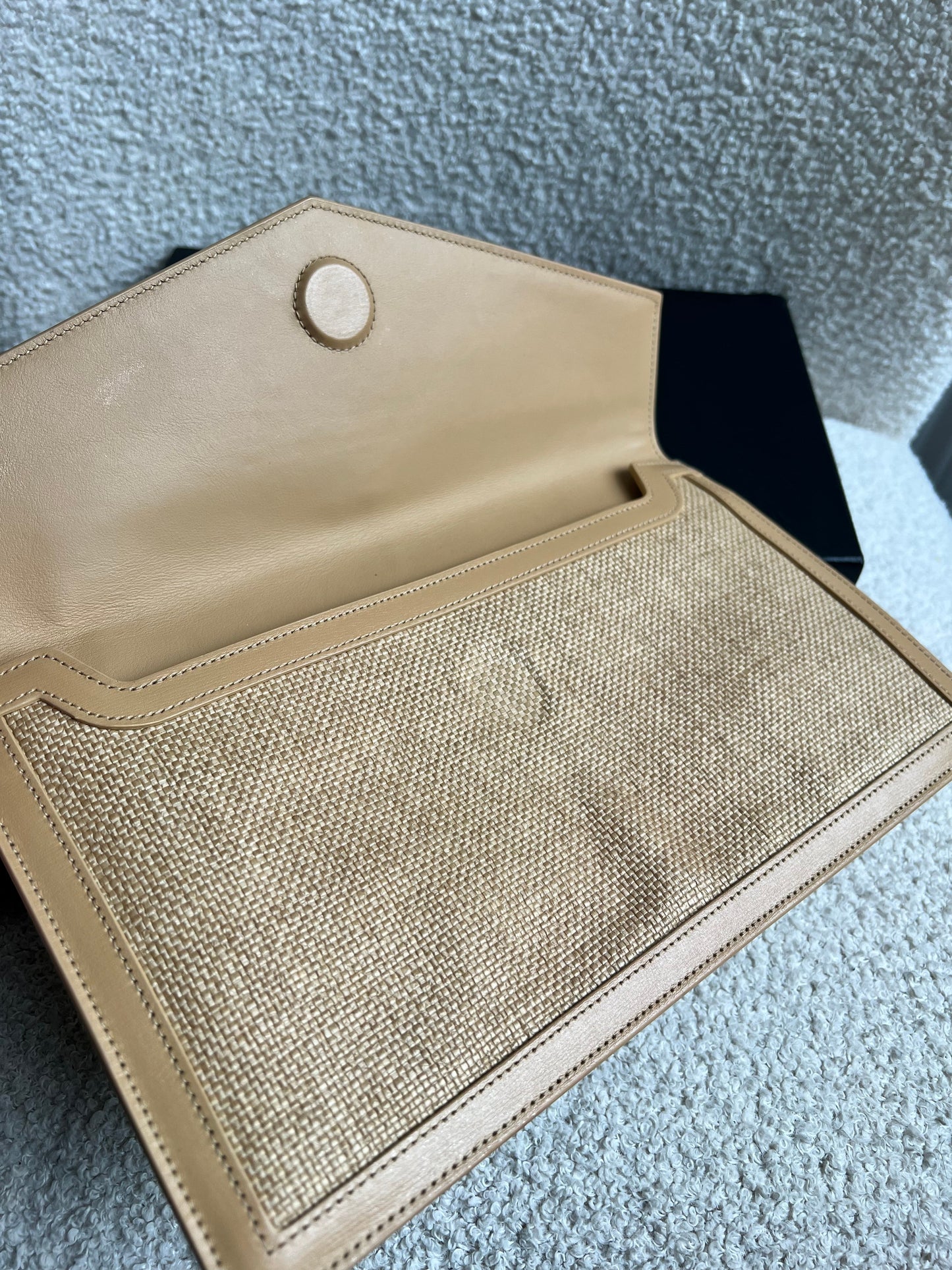 Yves Saint Laurent (YSL) Raffia Uptown Pouch Clutch (RRP £535)