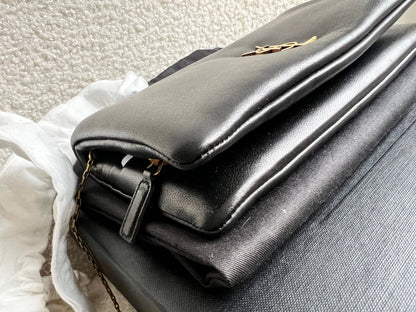 Yves Saint Laurent (YSL) Black Puffy Lambskin Wallet on Chain with Gold Hardware (RRP £960)