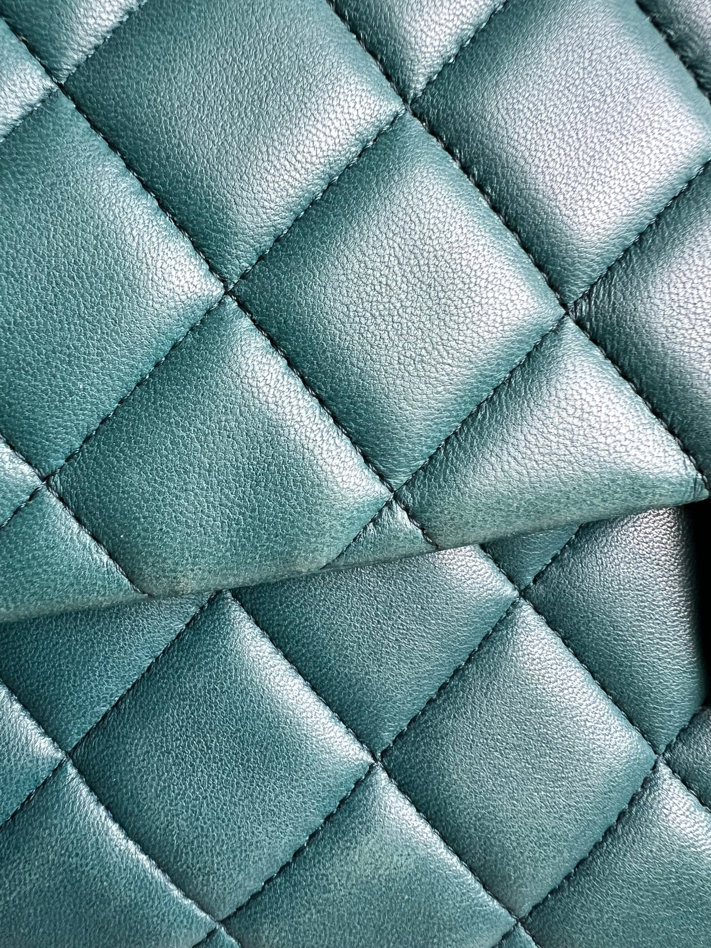 Chanel Maxi Single Flap in Teal Lambskin Silver Hardware