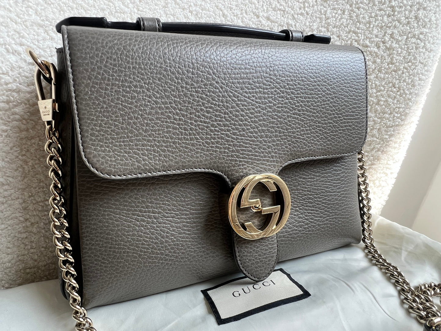 Gucci Interlocking GG Grey Medium Top Handle Bag (RRP £1,150)